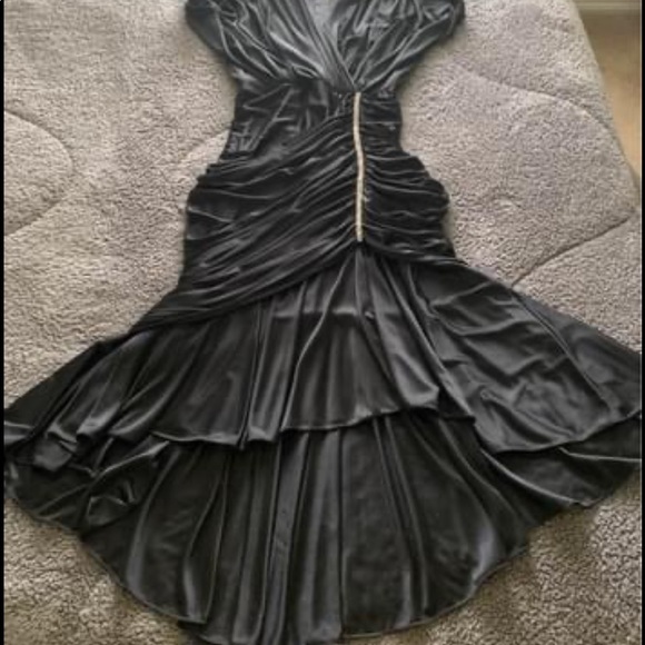 Dresses & Skirts - Black silky with lots of detail dress size 2/4